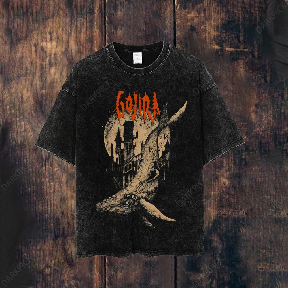 Unisex Washed Gojira Heavy Metal Band T-shirt