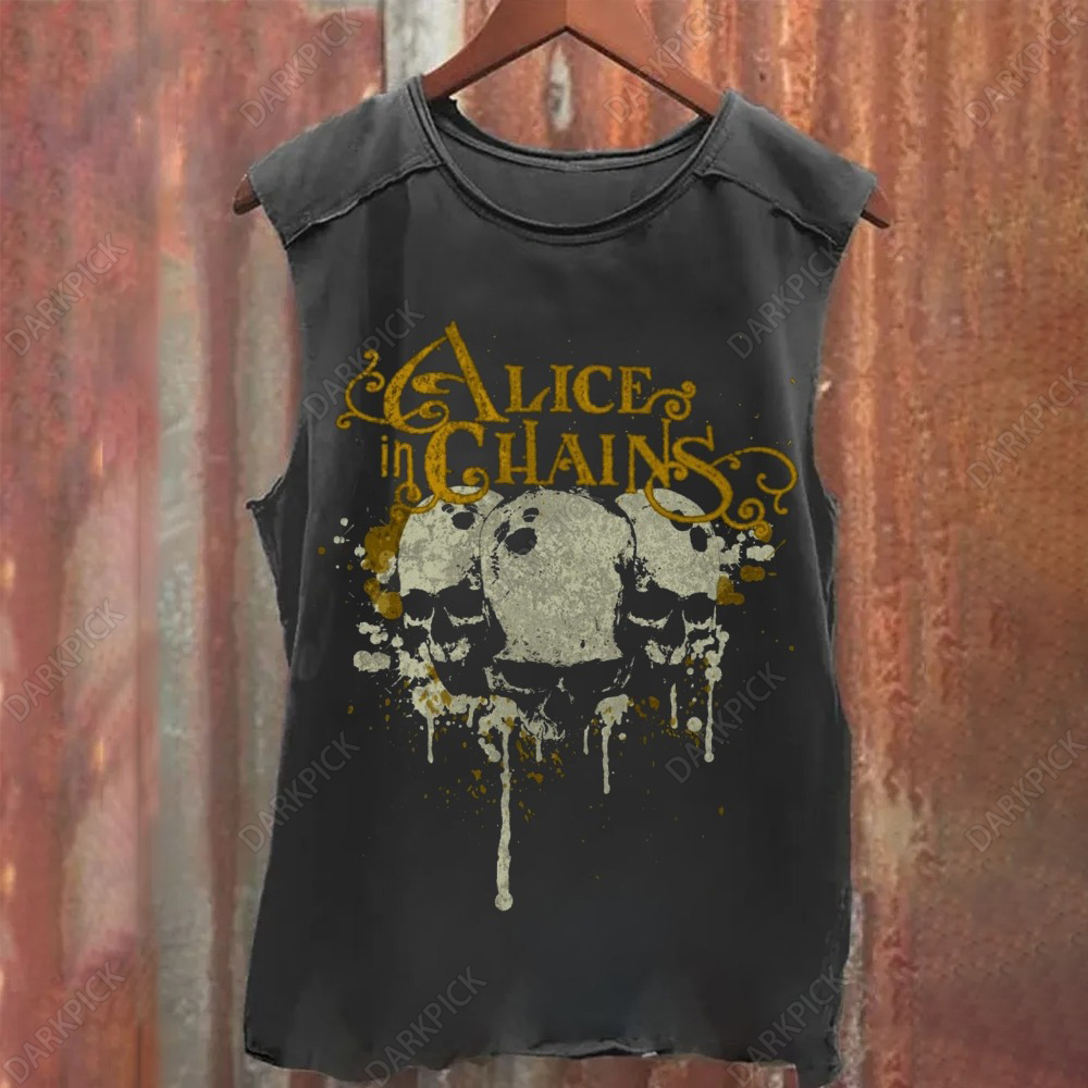 Unisex Vintage Washed Alice In Chains Tank Top