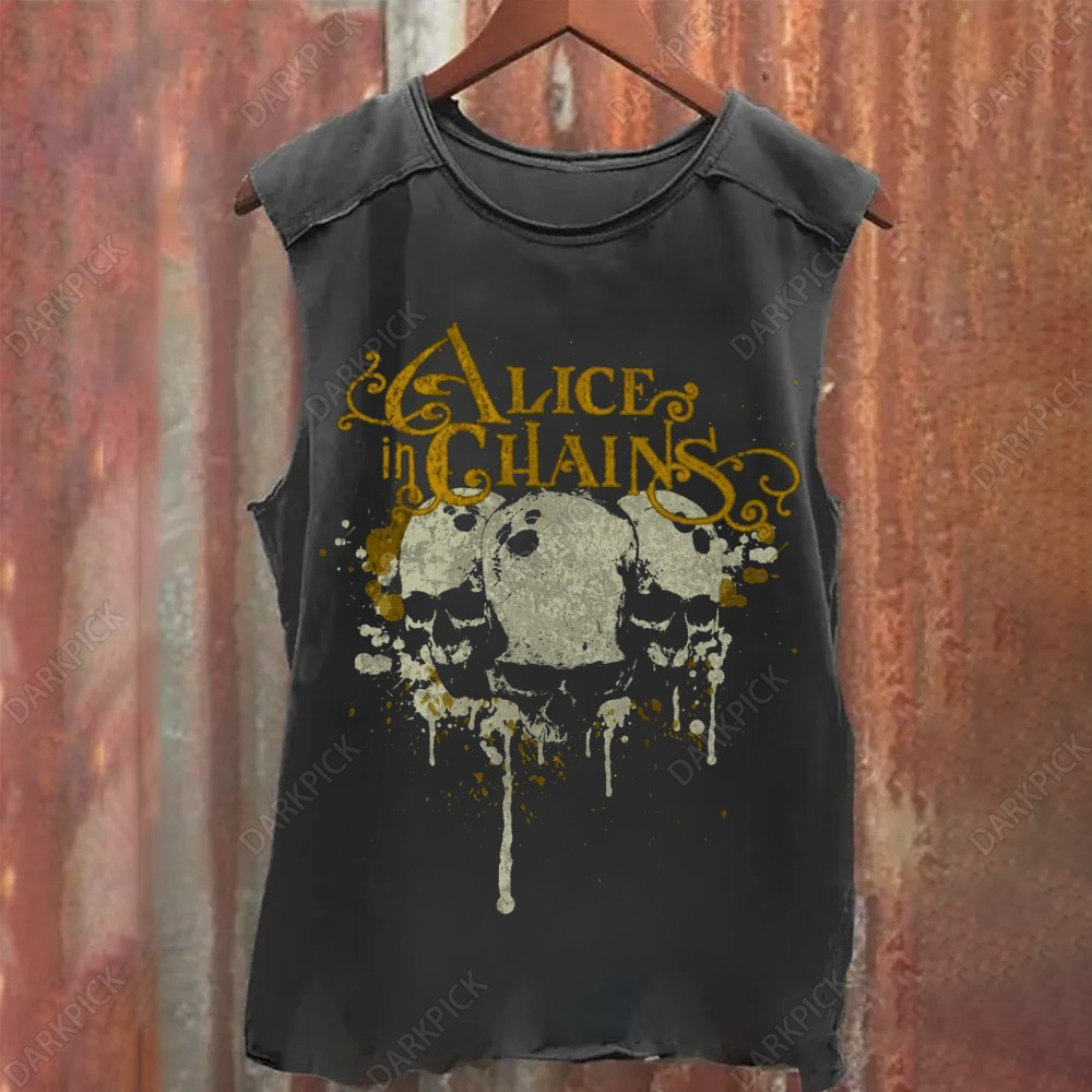 Unisex Vintage Washed Alice In Chains Tank Top