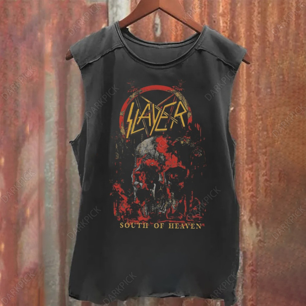Unisex Vintage Washed Slayer Band Tank Top