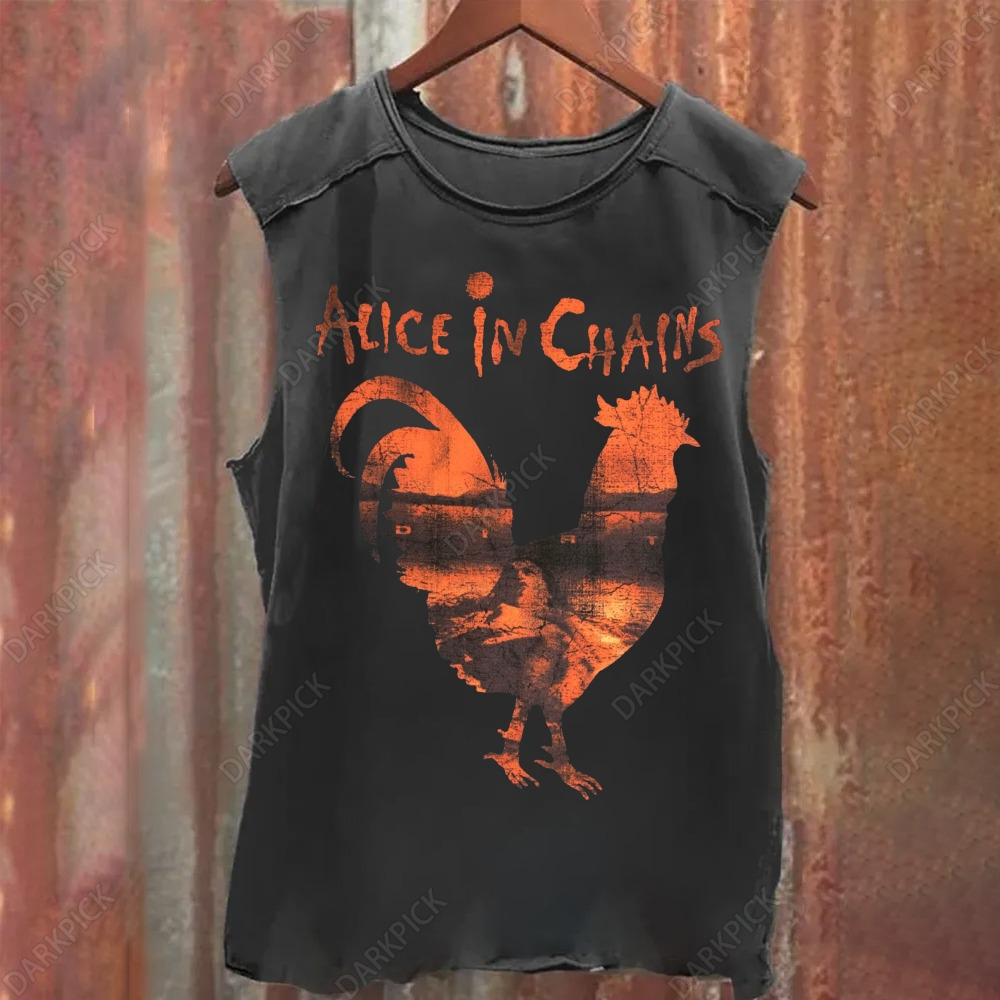 Unisex Vintage Washed Alice In Chains Band Tank Top