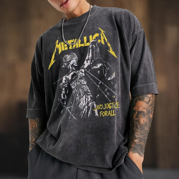 Unisex Washed  Metallica Band T-shirt