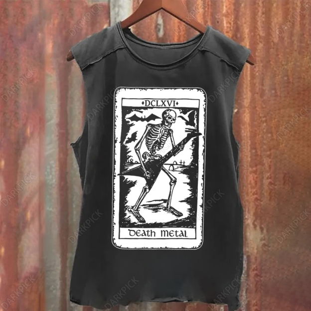 Unisex Vintage Washed Tarot Card The Death Metal Tank Top