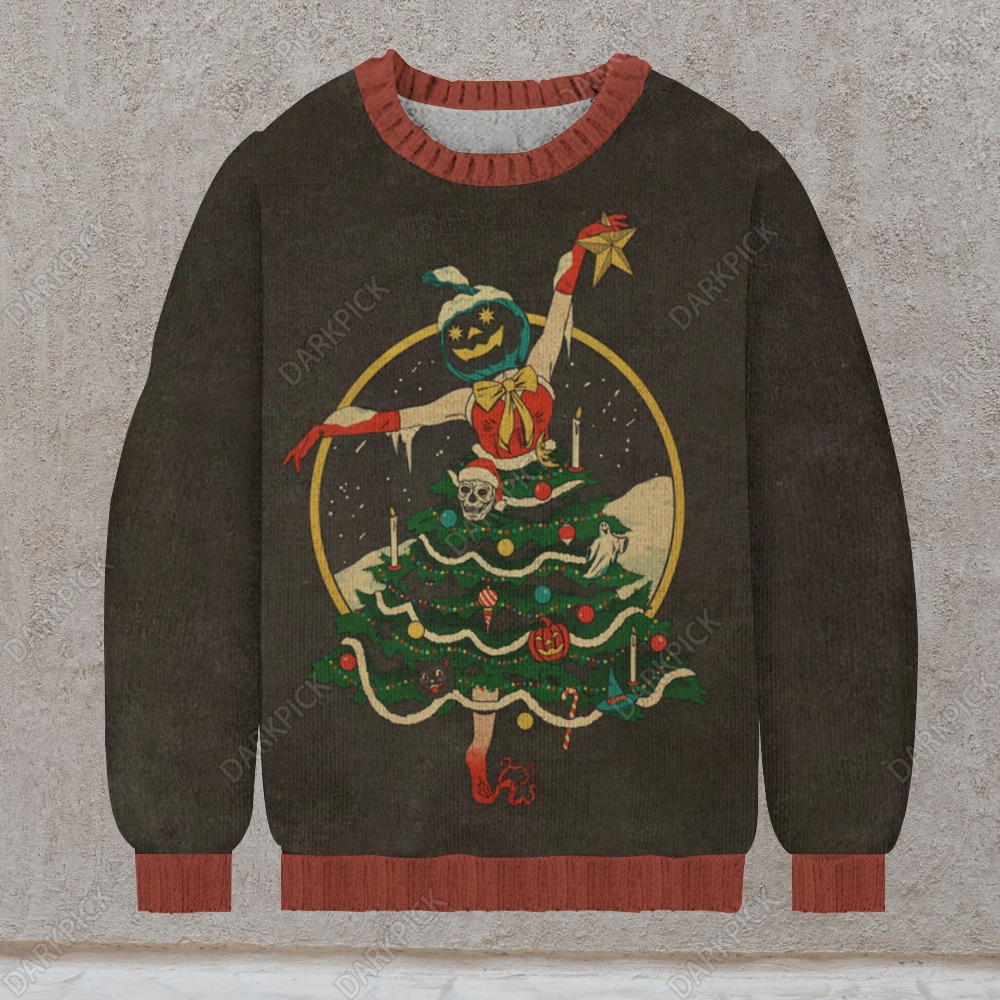 Decorate the Christmas tree Casual Knit Crew Neck Sweater