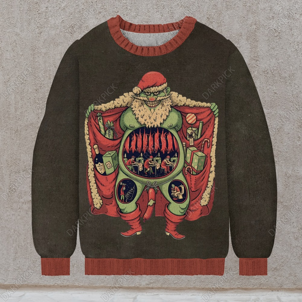Backyard Baron Santa Casual Knit Crew Neck Sweater