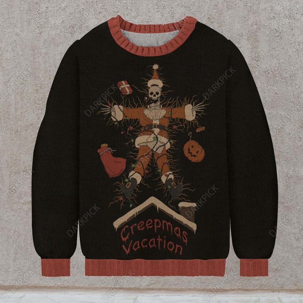 Creepmas Vacation Casual Knit Crew Neck Sweater