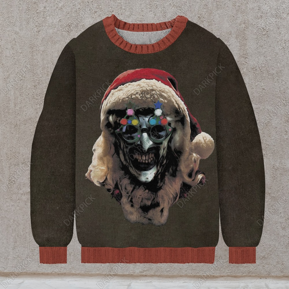Digital Christmas art Casual Knit Crew Neck Sweater