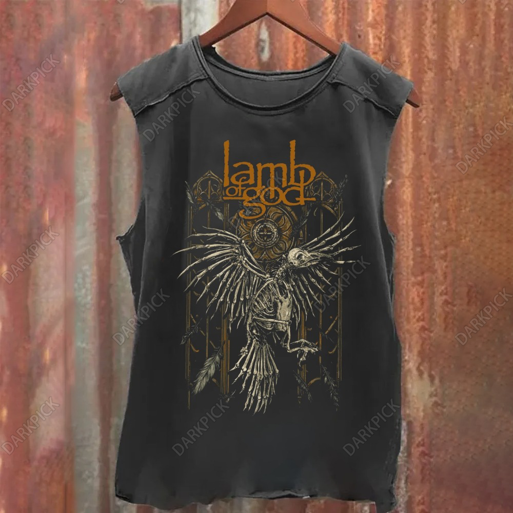 Unisex Vintage Washed Lamb Of God Band Tank Top