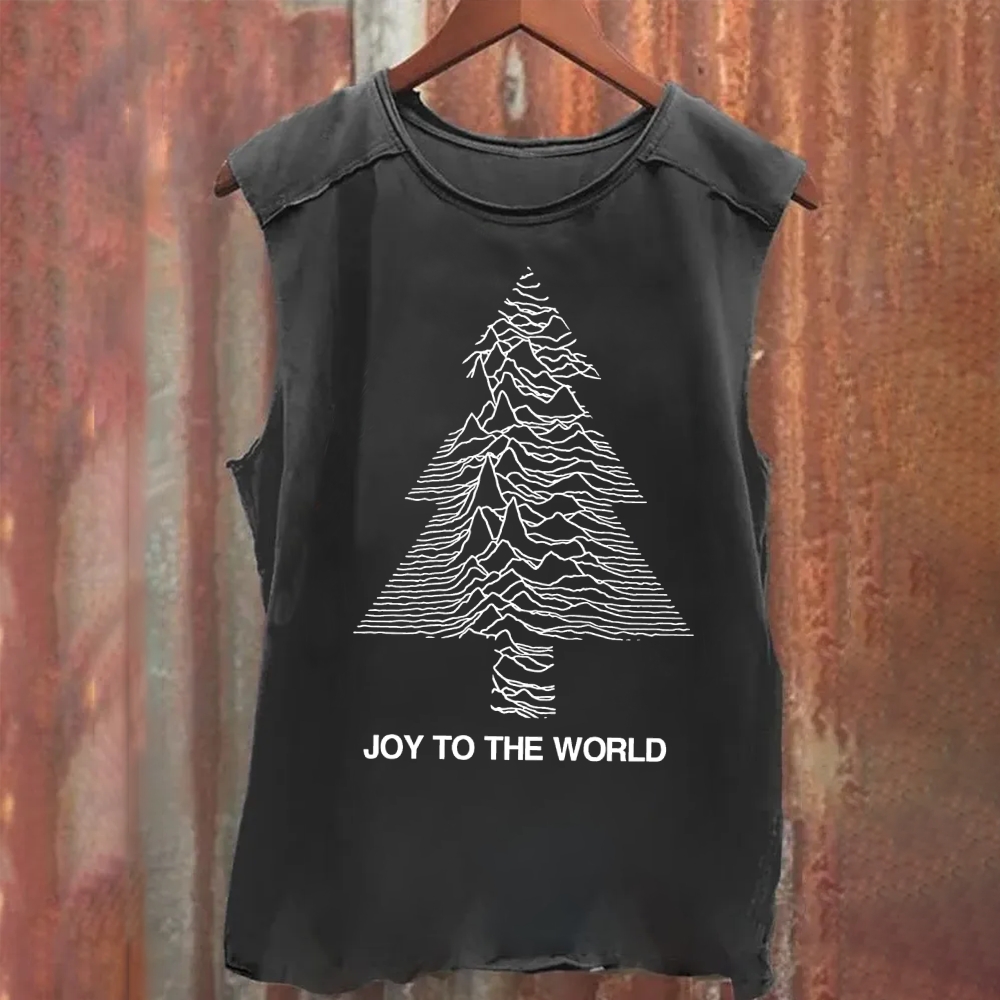 Unisex Vintage Washed Joy Division to the world chritsmats tree  Tank Top