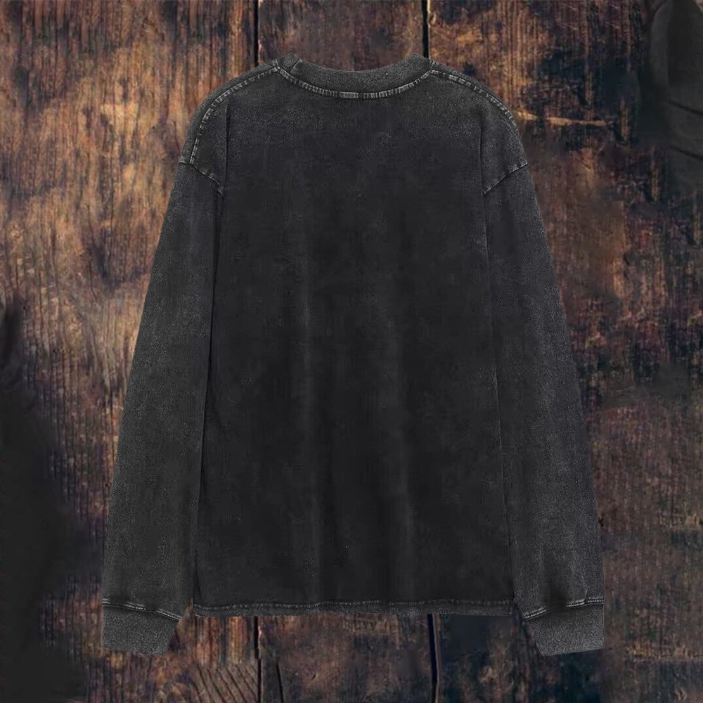 Unisex Casual Washed Frankenstein Movie Long-sleeved T-shirt