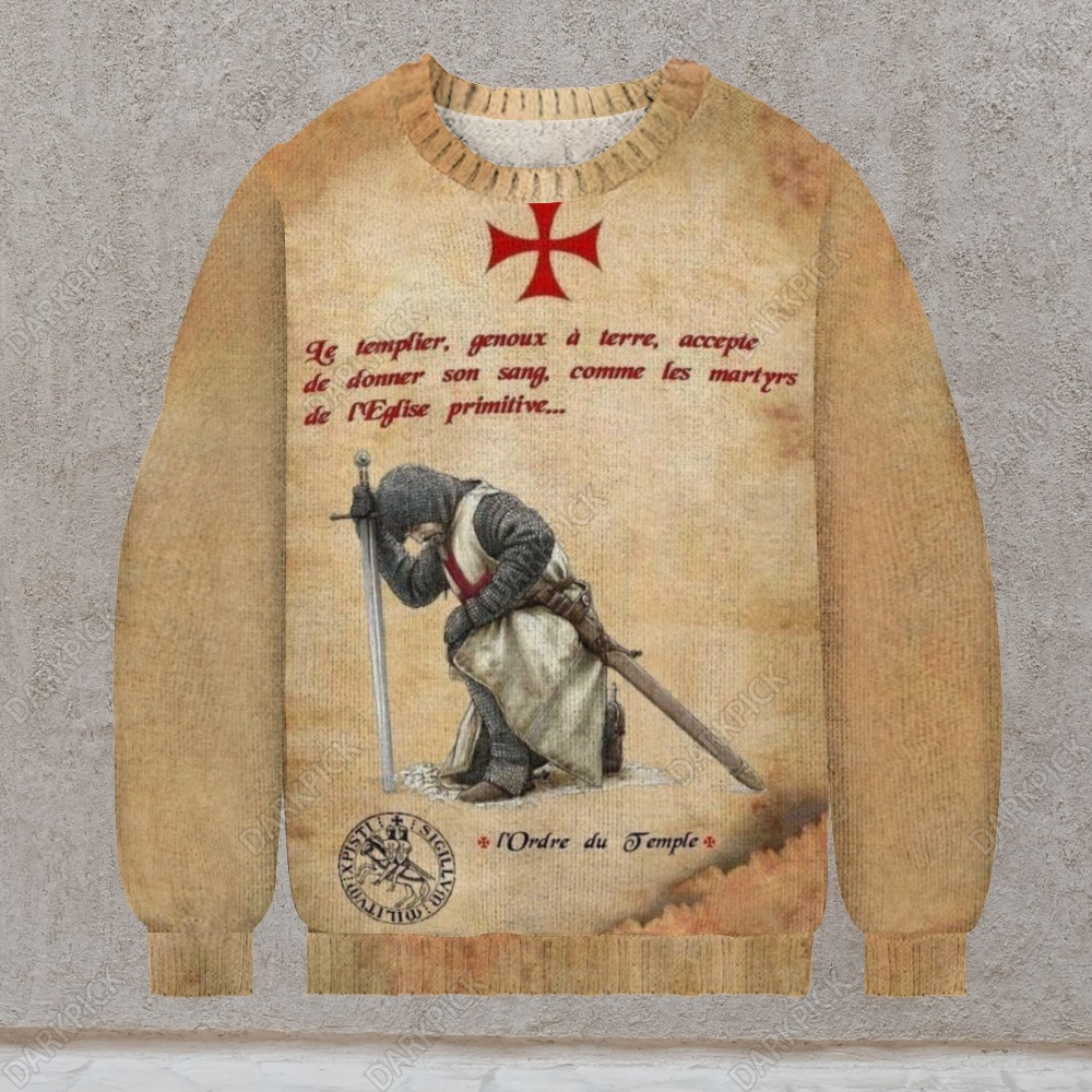Knights Templar Casual Knit Crew Neck Sweater