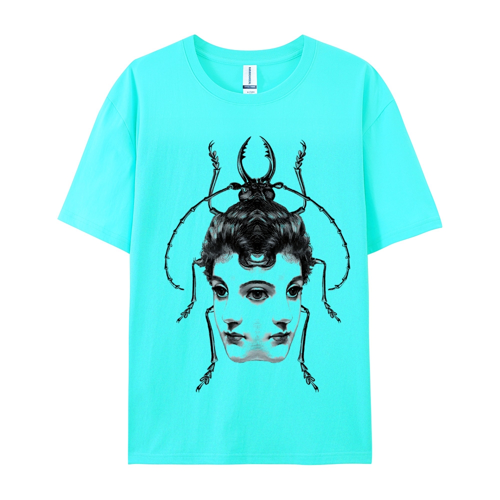 Unisex cotton Horror Art Woman Face T-shirt