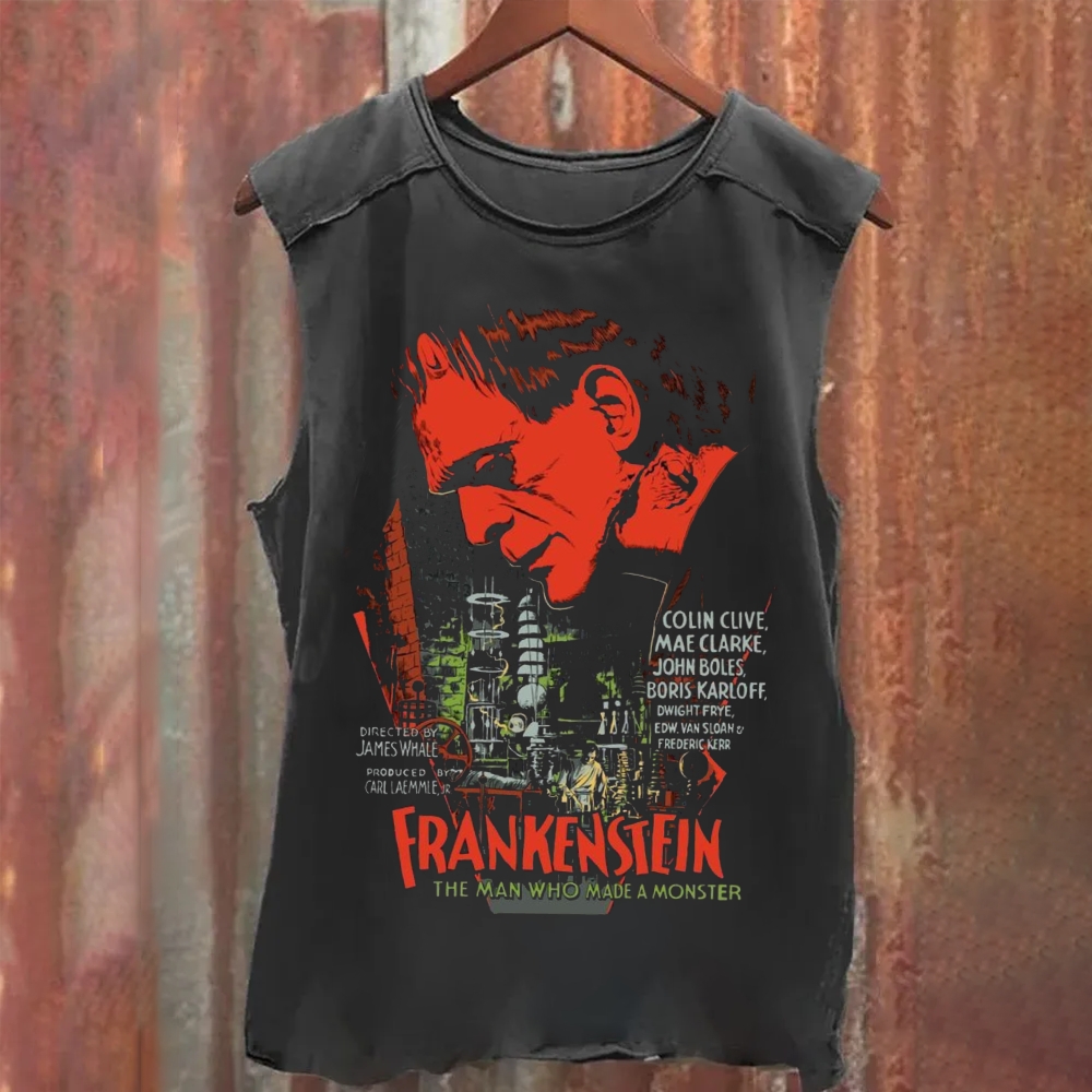 Unisex Vintage Washed Frankenstein Movie Tank Top