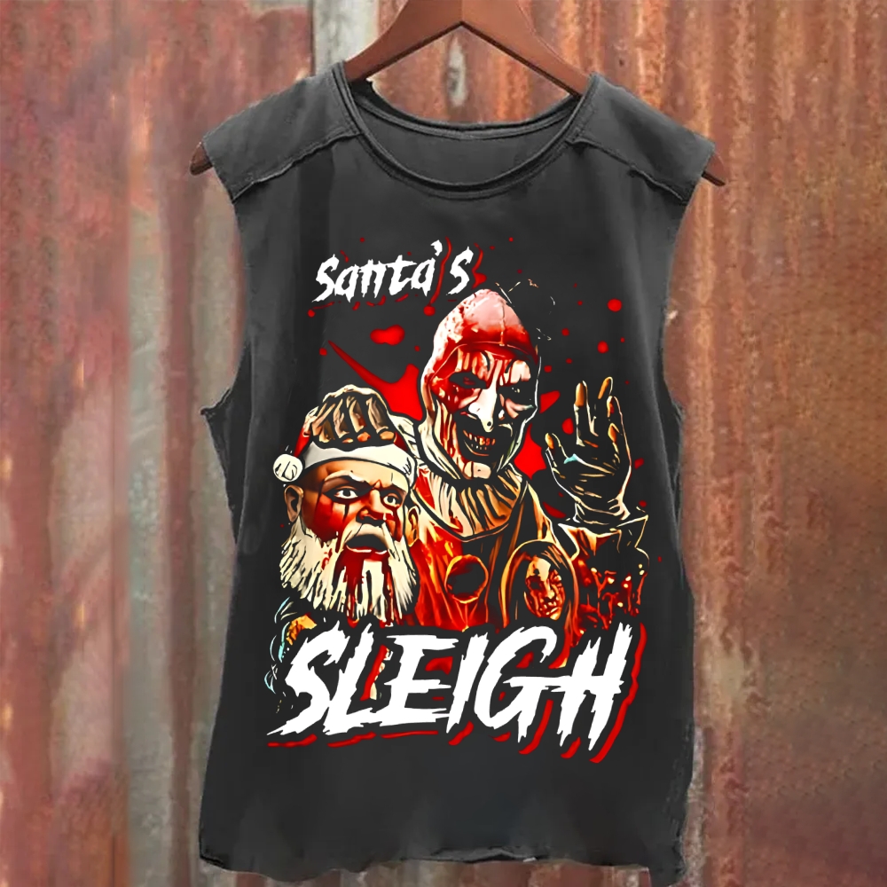 Unisex Vintage Washed  Terrifier Santa's Sleigh Tank Top