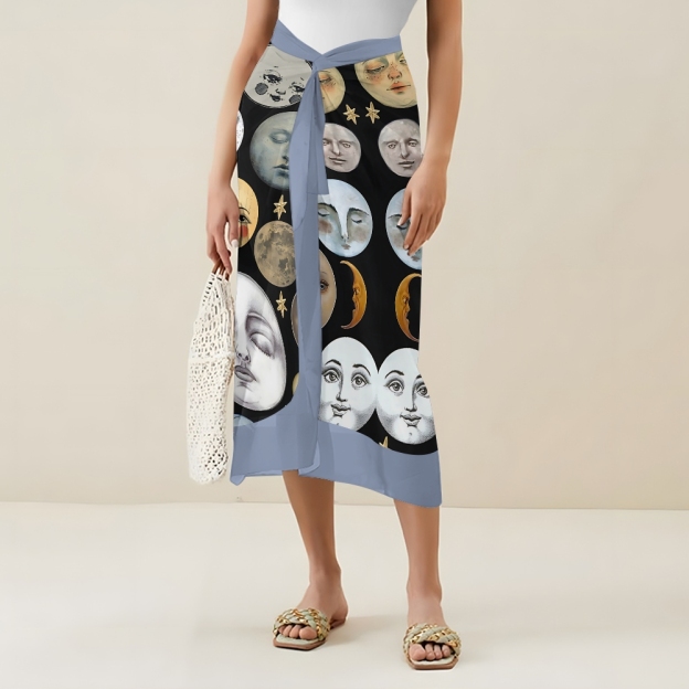 Women's Funny Moon Face Emoji  Printed One Piece Swimsuits and Cover Ups