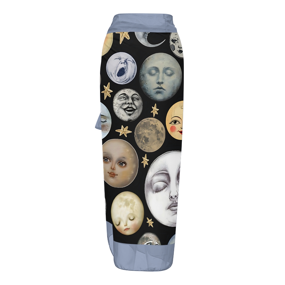 Women's Funny Moon Face Emoji  Printed One Piece Swimsuits and Cover Ups