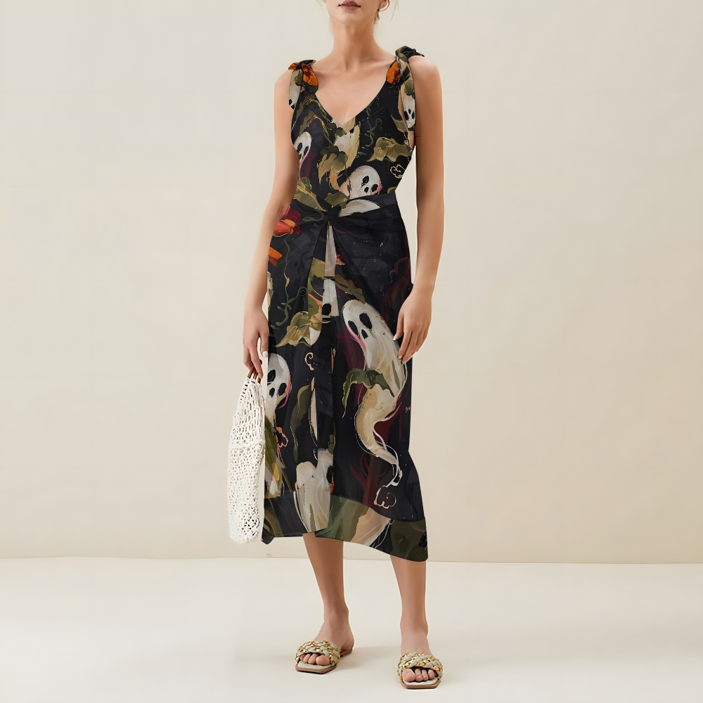 Women's The little ghost in the flowers Printed One Piece Swimsuits and Cover Ups