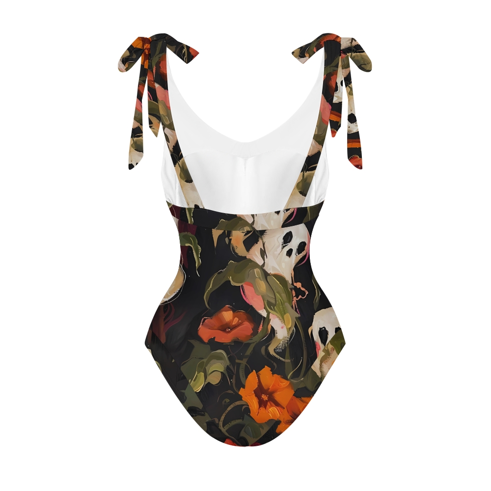 Women's The little ghost in the flowers Printed One Piece Swimsuits and Cover Ups