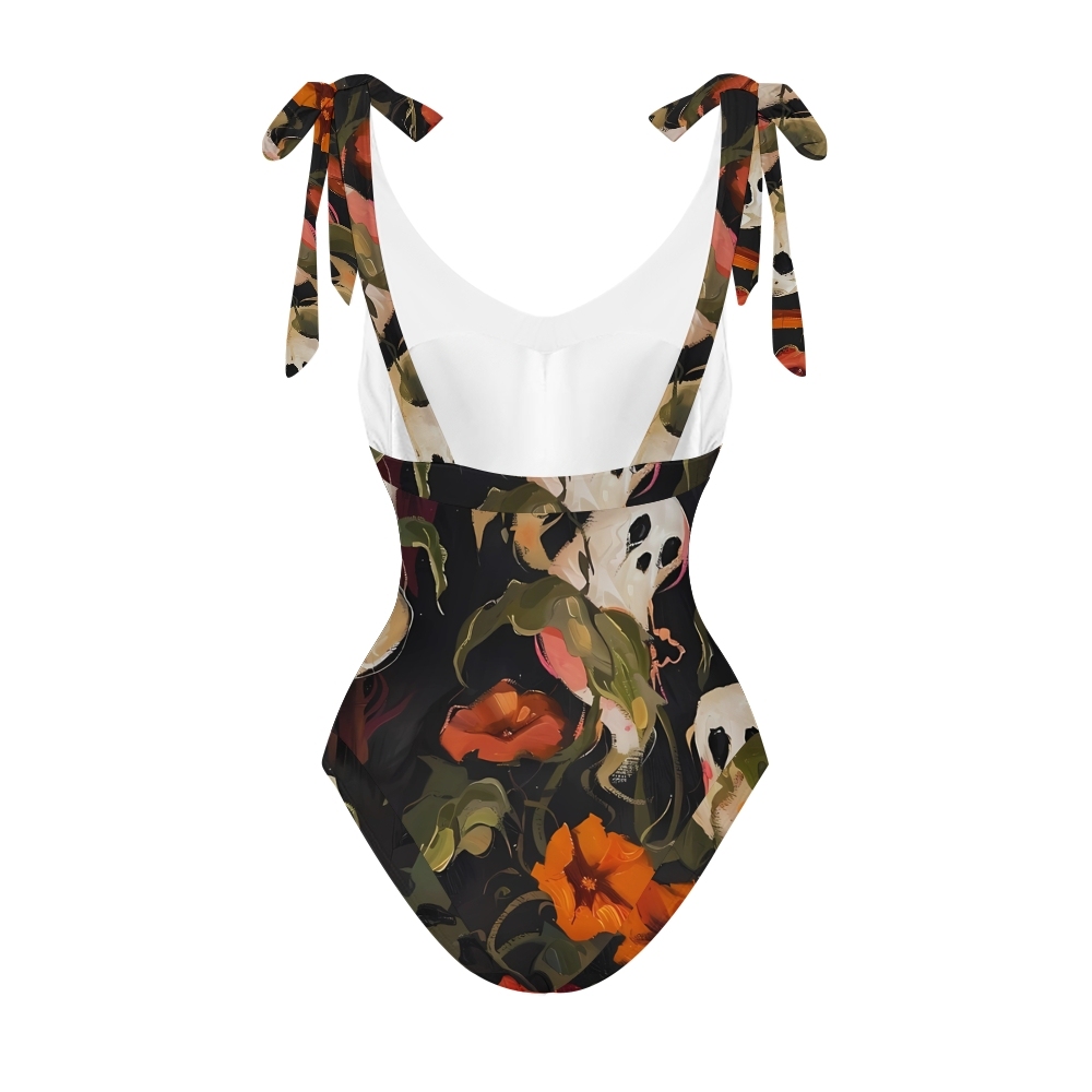 Women's The little ghost in the flowers Printed One Piece Swimsuits and Cover Ups