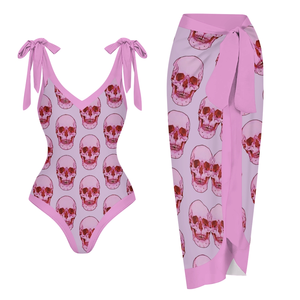 Women's Skull Printed One Piece Swimsuits and Cover Ups