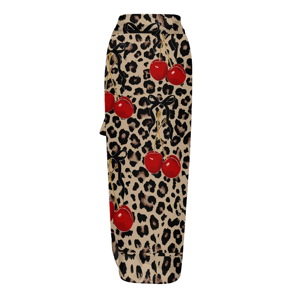 Women's Leopard Cherry Printed One Piece Swimsuits and Cover Ups