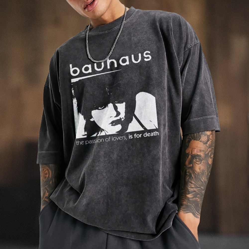Unisex Washed Bauhaus Rock Band T-shirt