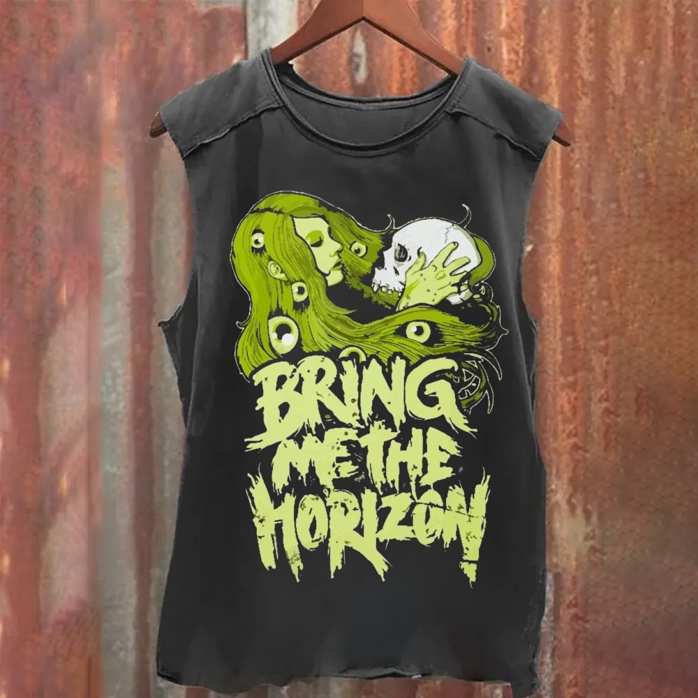 Unisex Vintage Washed Bring Me the Horizon Rock Band Tank Top