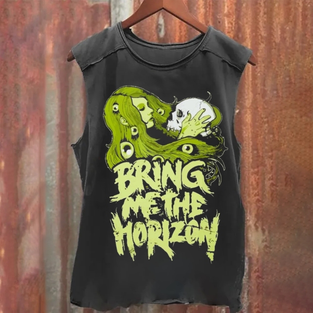 Unisex Vintage Washed Bring Me the Horizon Rock Band Tank Top