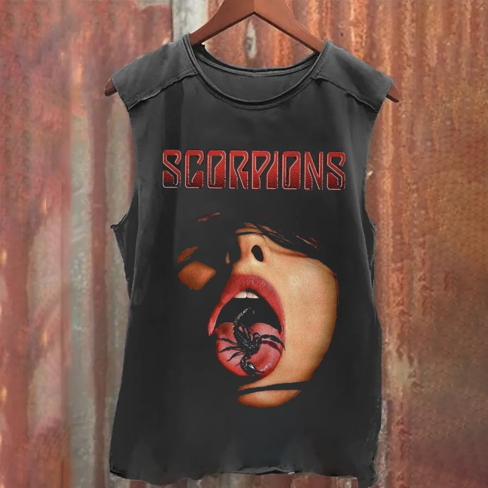 Unisex Vintage Washed Scorpions Heavy Metal Band Tank Top