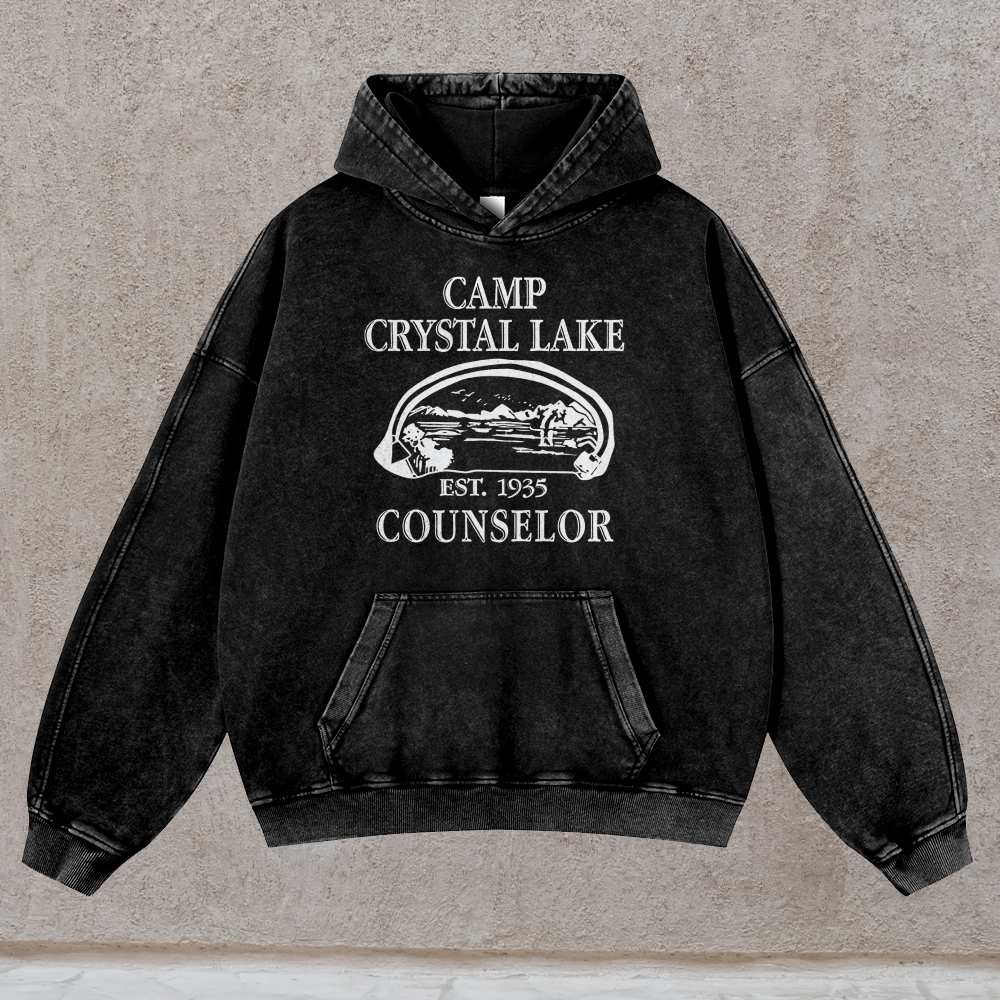 Casual Washed Camp Crystal Lake Counselor Hoodie