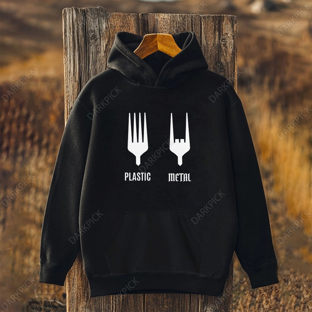 Unisex Funny Metal Fork Sign Printed Long Sleeve Hoodie