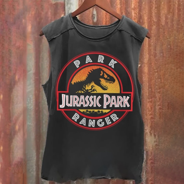 Unisex Vintage Washed Jurassic Park Movie Tank Top