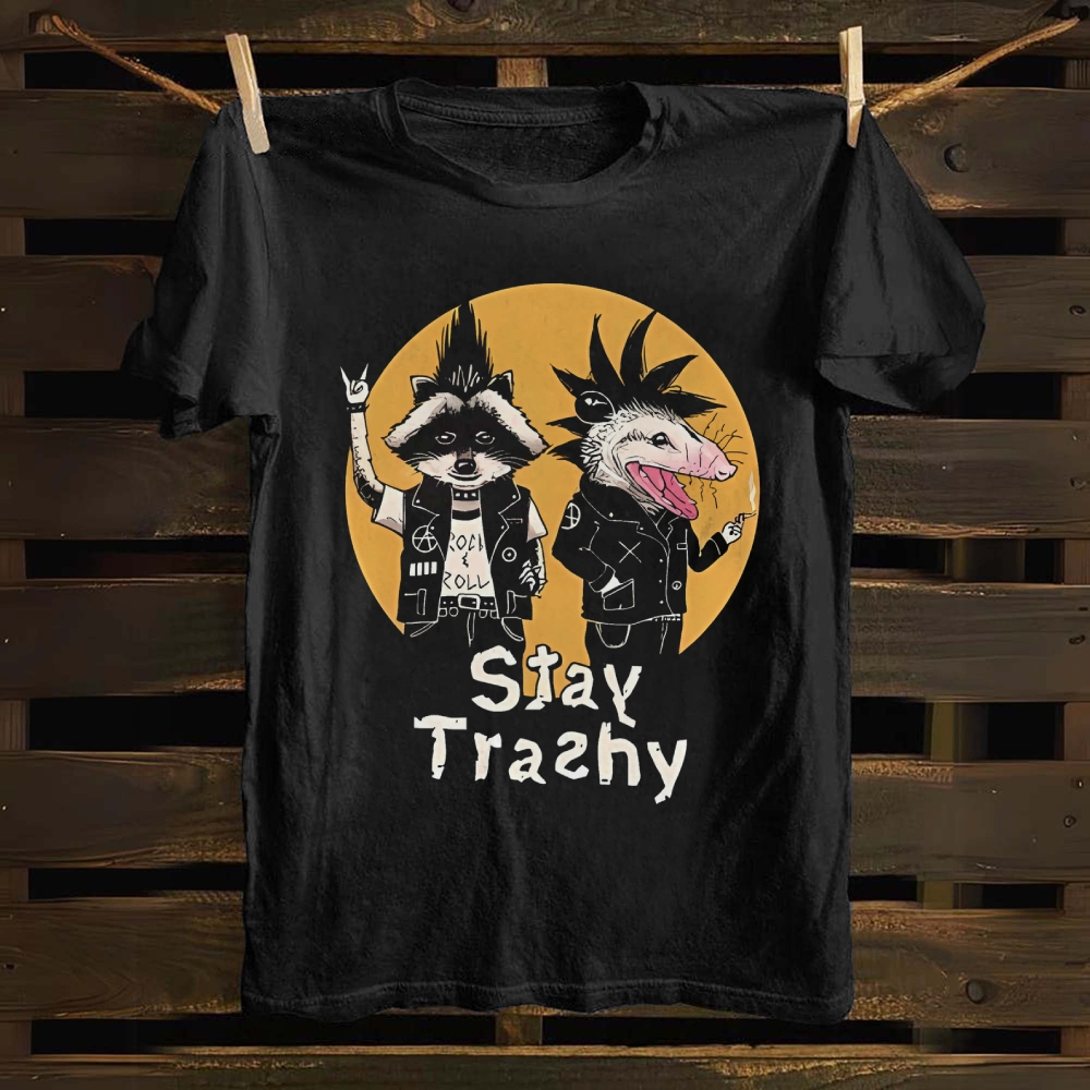 Unisex cotton Stay Trashy Raccoon T-shirt
