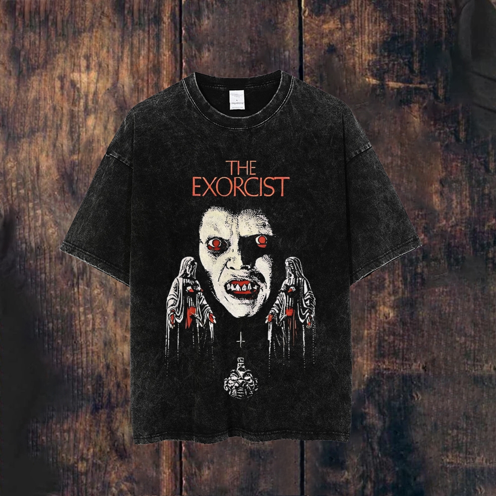 Unisex Washed The Exorcist Horror Movie T-shirt