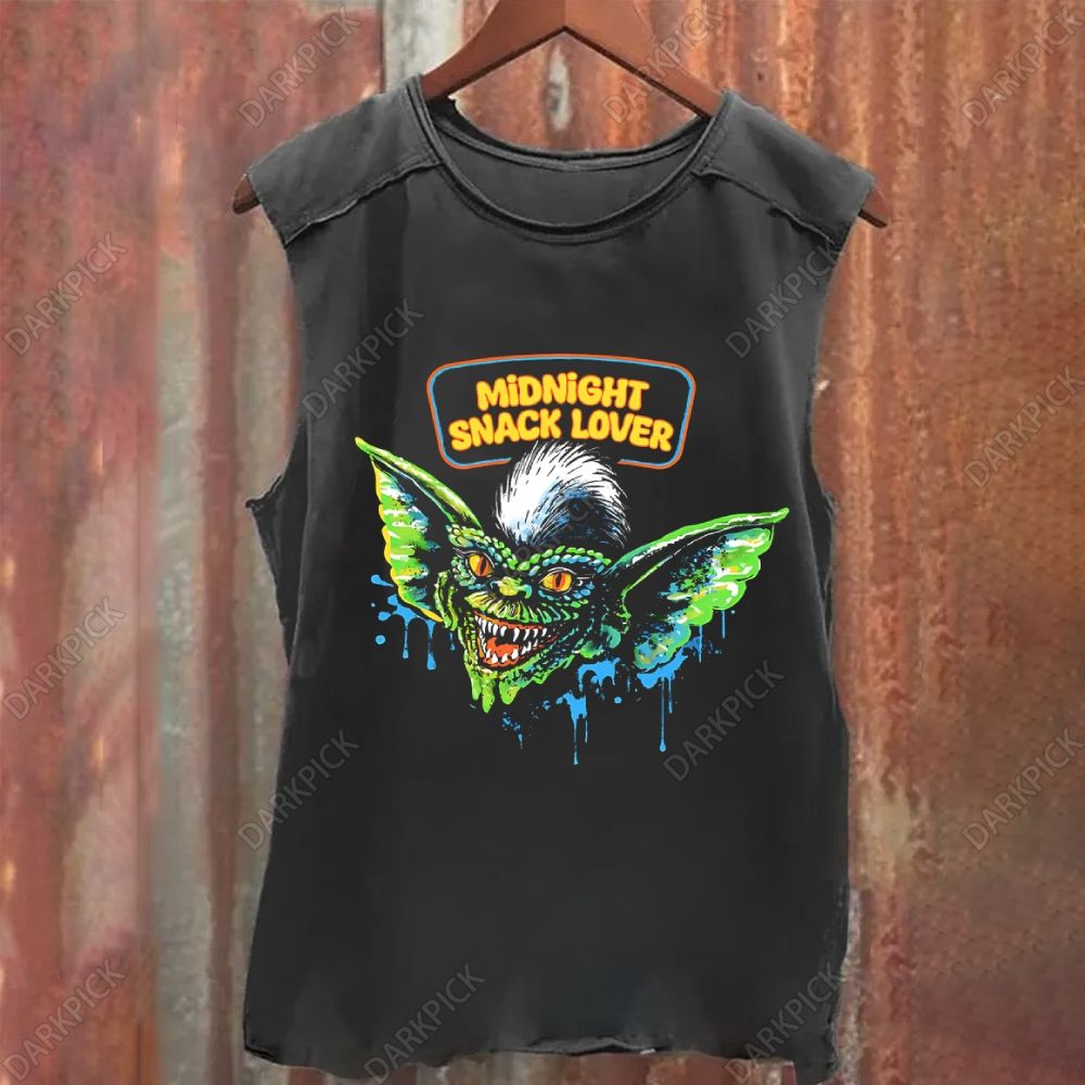 Unisex Vintage Washed Gremlins Midnight Snack Lover Tank Top