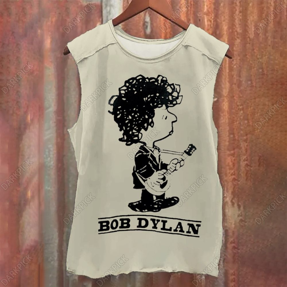 Unisex Vintage Washed Bob Dylan Singer Tank Top