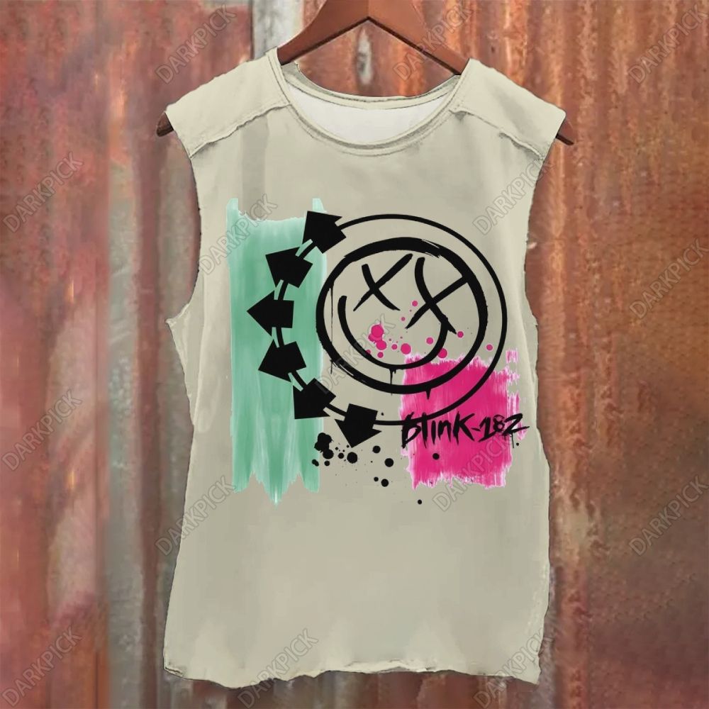 Unisex Vintage Washed Blink-182 Rock Band Tank Top