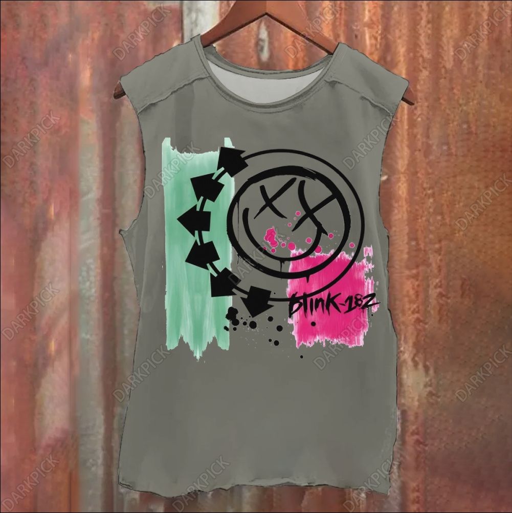Unisex Vintage Washed Blink-182 Rock Band Tank Top