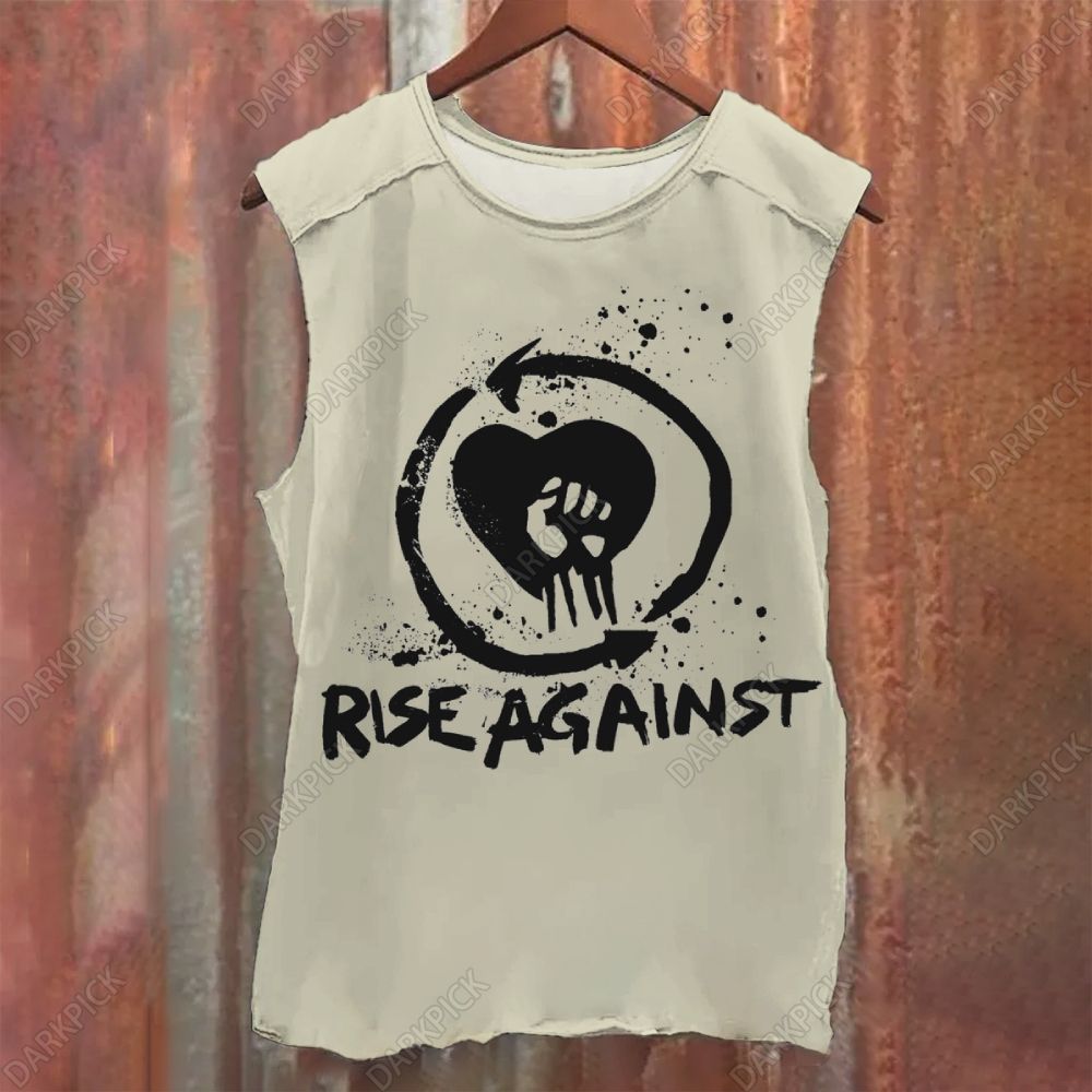 Rise Against Punk Band Vintage Washed Tank Top
