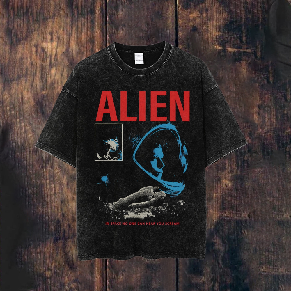 Alien (40th Anniversary) Horror Movie Washed T-shirt – darkpick