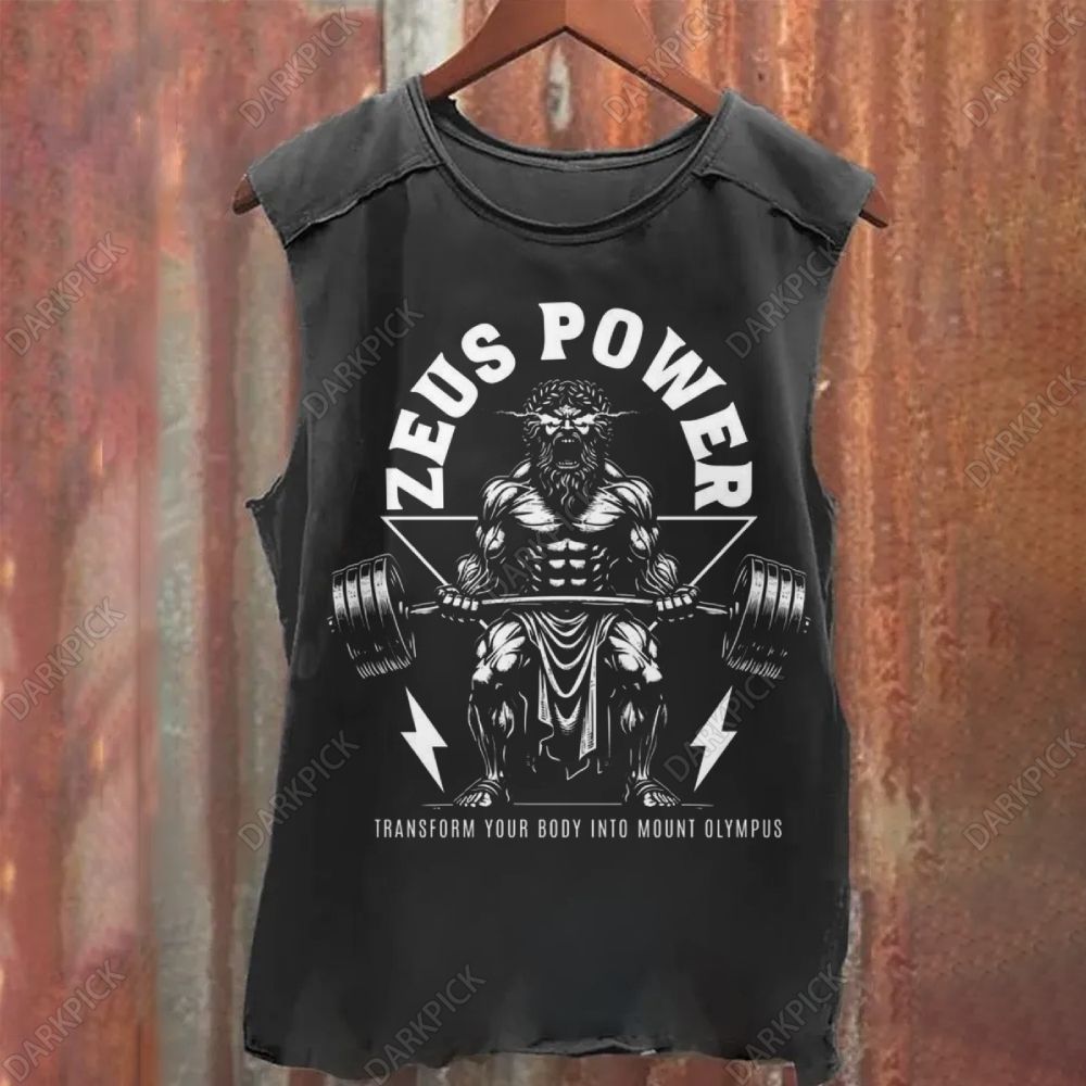Zeus Lifts Barbell Weights Vintage Washed Tank Top