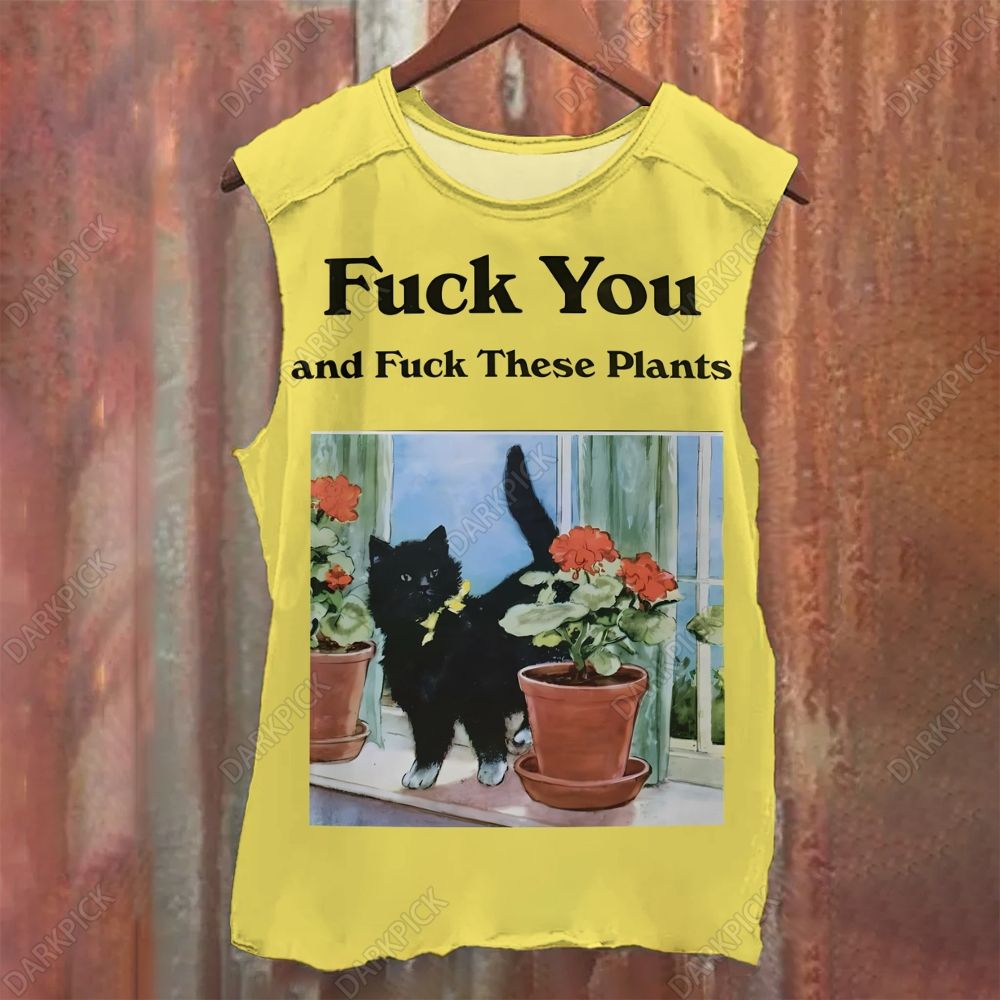 Funny Memes Funny Cats Meme Illustration Printed Tank Top
