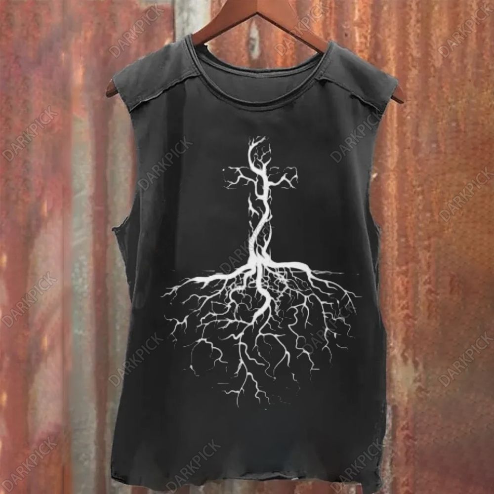 Cross, Rooted in Christ, Christian, Jesus Christ Vintage Washed Tank Top