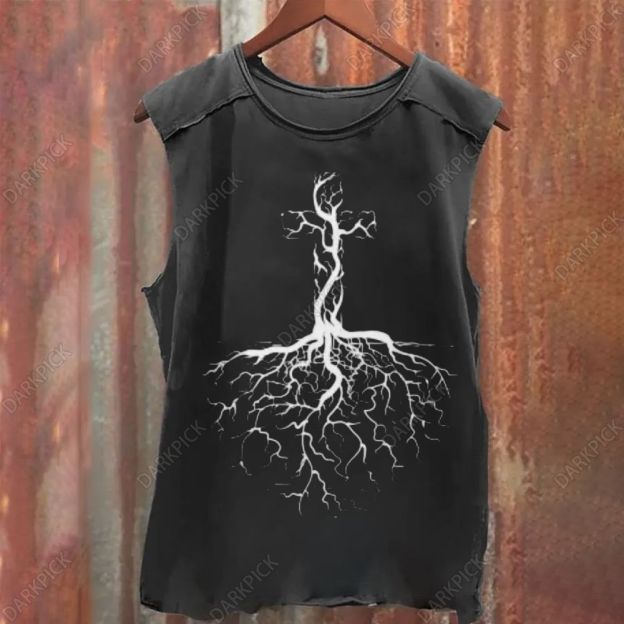 Cross, Rooted in Christ, Christian, Jesus Christ Vintage Washed Tank Top