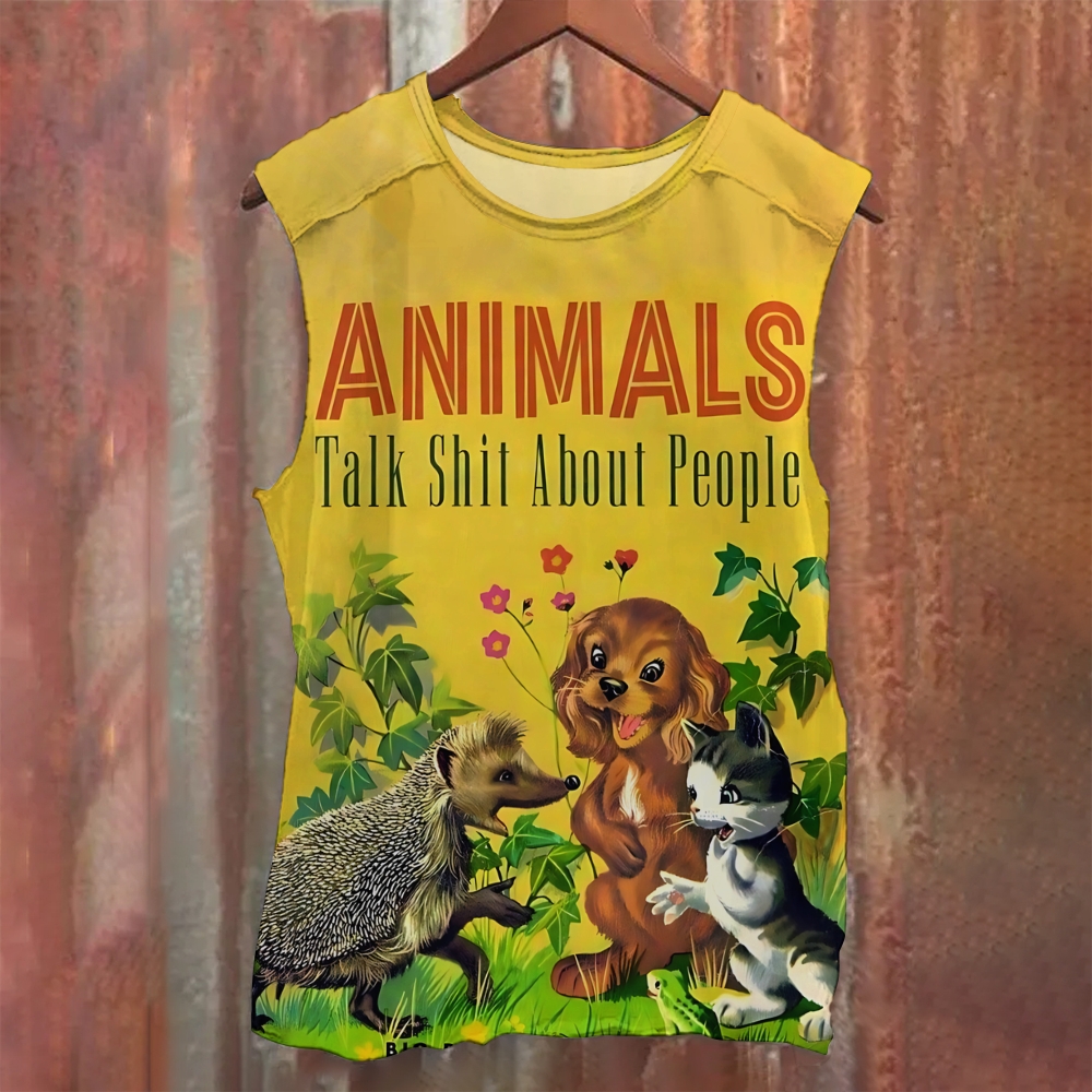 ANIMALS Talk Shit About People Illustration Printed Tank Top