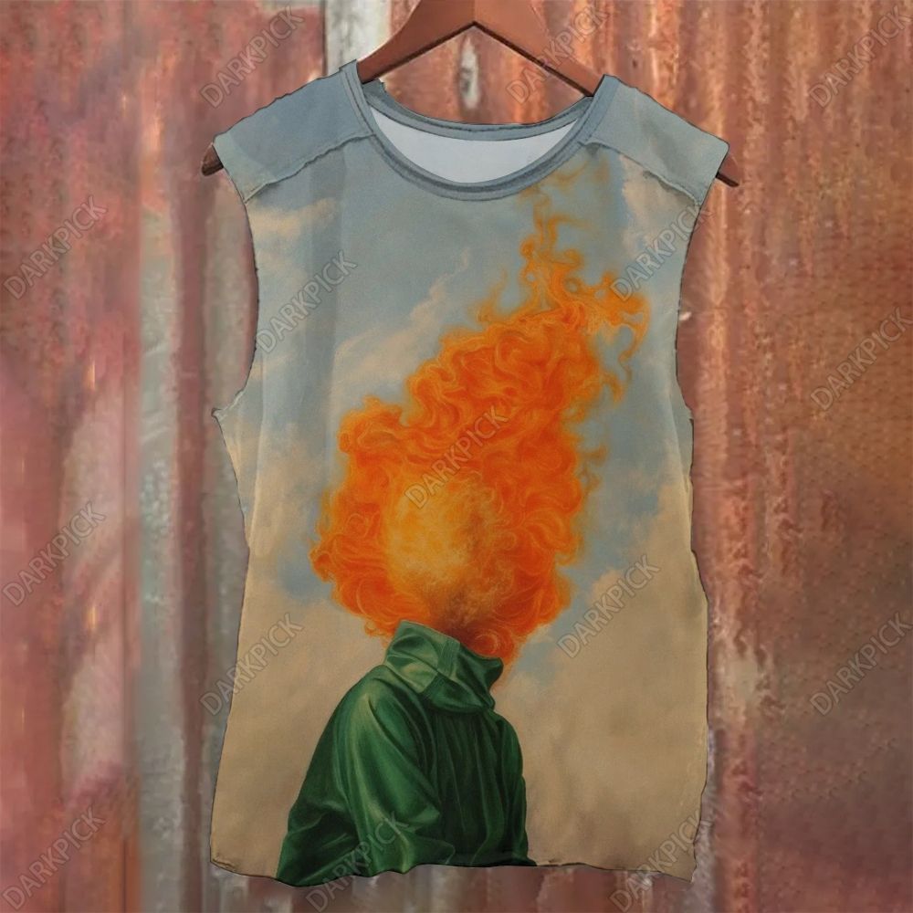 Flame Illustration Art Casual Printed Tank Top