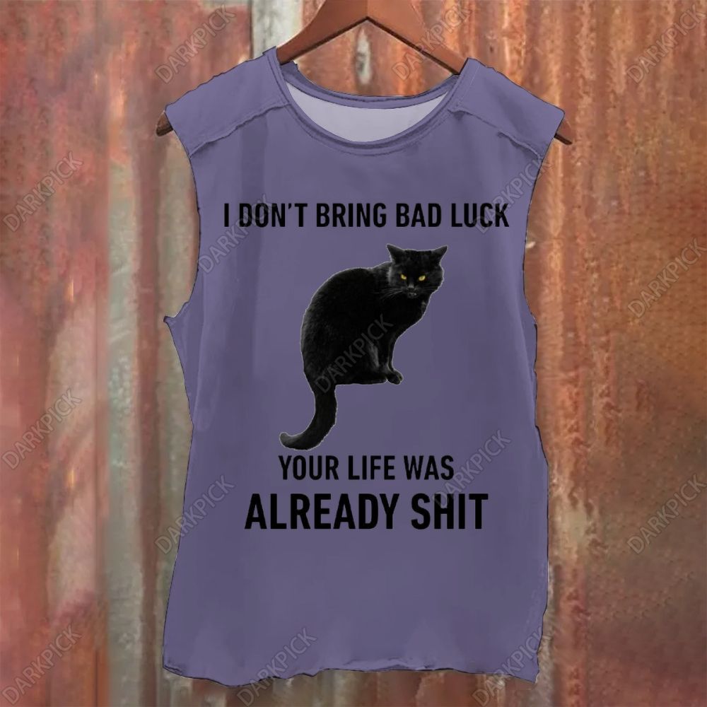 I Don't Bring Bad Luck Black Cat Vintage Washed Tank Top