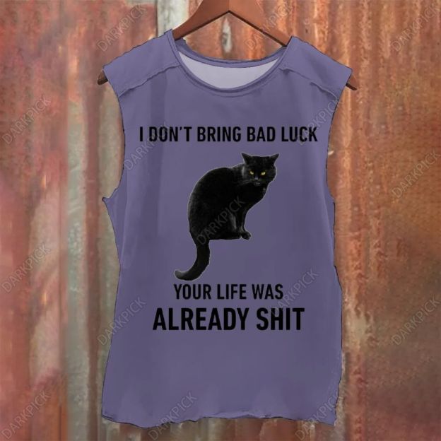 I Don't Bring Bad Luck Black Cat Vintage Washed Tank Top