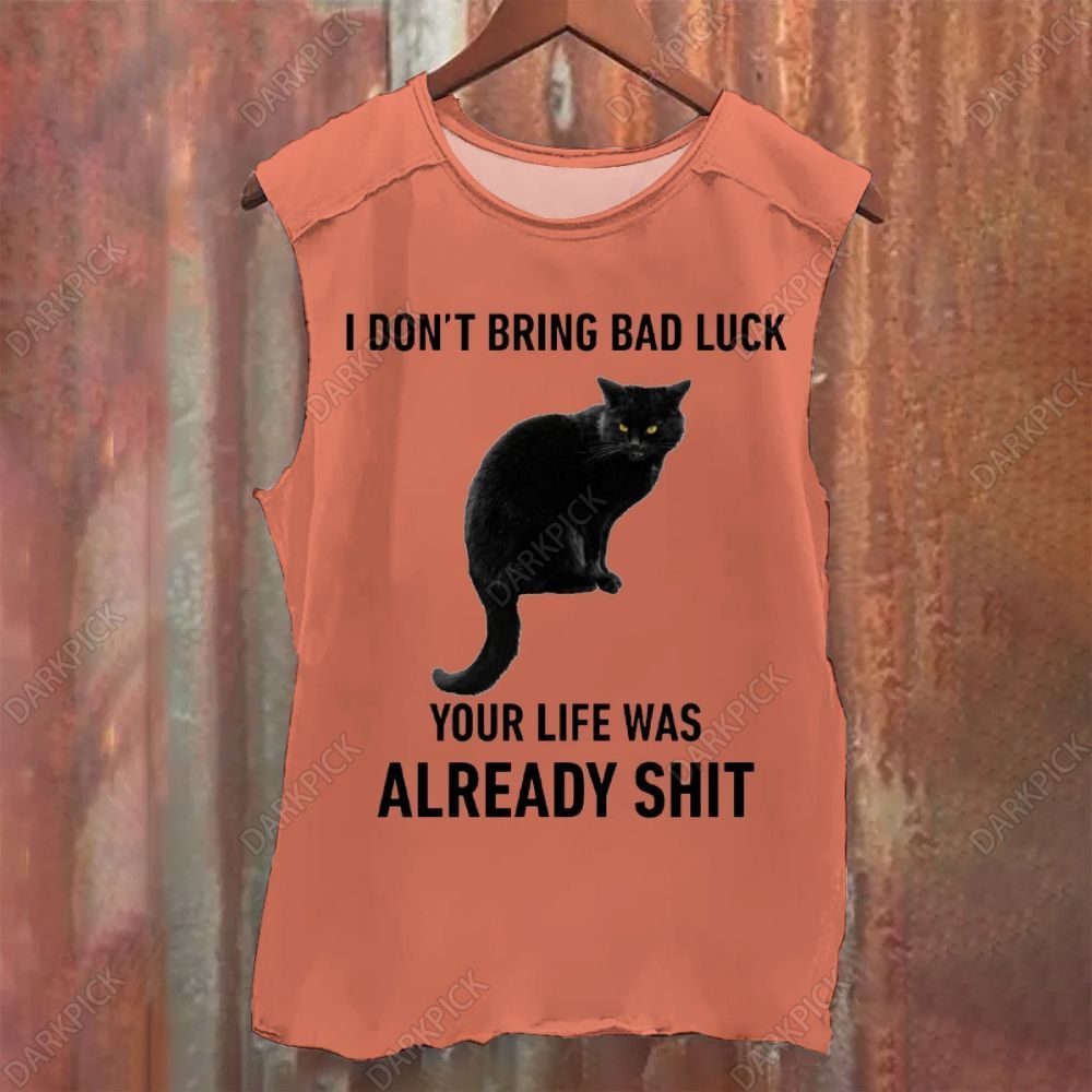 I Don't Bring Bad Luck Black Cat Vintage Washed Tank Top