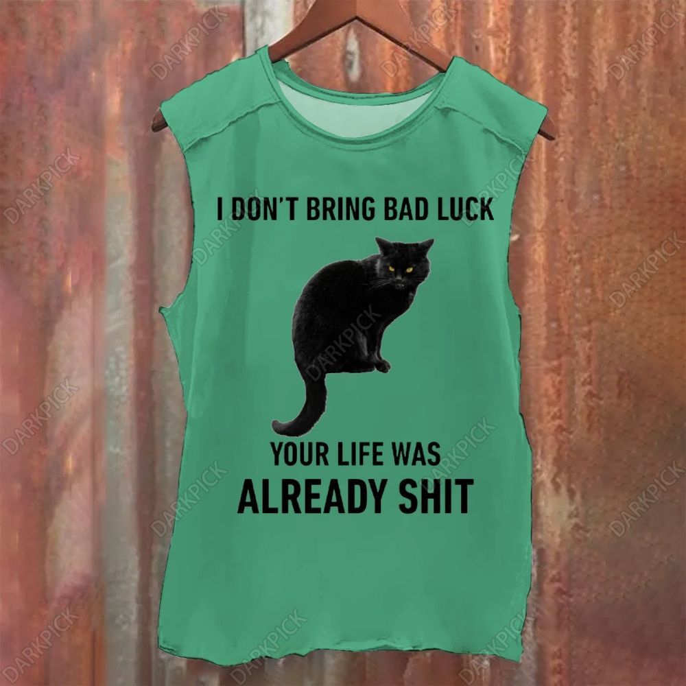I Don't Bring Bad Luck Black Cat Vintage Washed Tank Top